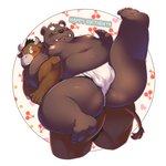 anthro asian_clothing belly bulge butt clothing duo east_asian_clothing eyes_closed eyewear fundoshi glasses japanese_clothing kemono male male/male moobs navel nipples overweight overweight_male underwear un0sk bear bovid bovine cattle mammal 1:1 2016