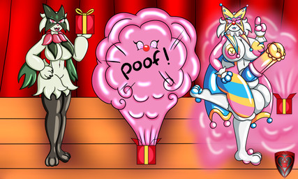 animal_genitalia animal_penis anthro balls big_balls big_breasts big_penis bimbofication breasts clown clown_costume clown_makeup clown_nose clown_transformation clownpocalypse equine_genitalia equine_penis female forced forced_transformation genitals gift gynomorph huge_balls huge_penis hyper hyper_balls hyper_genitalia hyper_penis hypnosis intersex latex magic magic_trick magician mind_control pawpads paws penis pink_smoke poof_effect poof_transformation smoke solo spiral spiral_eyes stage three_frame_image three_frame_sequence transformation transformation_sequence ladyfoxheart nintendo pokemon generation_9_pokemon meowscarada pokemon_(species) absurd_res hi_res sequence