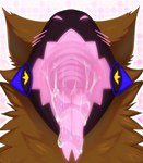 anthro blush bodily_fluids brown_body brown_fur drooling female forked_tongue fur machine mouth_shot open_mouth pink_mouth plant protogen_visor saliva saliva_string solo throat tongue tongue_out hazelnut. lua_(pacothegint) protogen hi_res