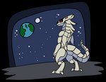 anthro digitigrade earth looking_away machine moon planet red_eyes simple_background sky solo star starry_sky tail toony transparent_background turned_away white_body symrea robot synth_(vader-san) alpha_channel