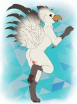 anthro balls beak butt feathers feet genitals hindpaw male nude open_beak open_mouth pawpads paws penis smile solo standing tail tail_feathers white_body white_feathers princessharumi final_fantasy square_enix fletcher_quill avian bird chocobo hi_res