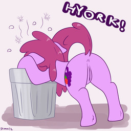 anus bodily_fluids butt cutie_mark drunk female feral genitals hair long_hair raised_tail solo substance_intoxication tail vomiting vulva conditional_dnp skoon friendship_is_magic hasbro my_little_pony berry_punch_(mlp) earth_pony equid equine horse mammal pony 1:1 2012 digital_media_(artwork) hi_res