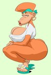 2021 absurd_res accessory anthro ape big_breasts big_butt blue_eyes bottomless bottomwear breasts butt candy_kong clothed clothing crouching donkey_kong_(series) donkey_kong_country_(tv_series) ear_piercing ear_ring female footwear fur haplorhine headband hi_res huge_breasts huge_butt huge_hips kong lips mammal nintendo nipple_outline orange_body orange_fur piercing pink_lips primate ring_piercing sandals shorts slb small_waist solo thick_thighs topwear topwear_only undressing wide_hips