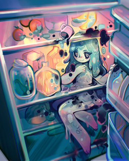 appliance banana barefoot bread bread_loaf clothed clothing container cup detailed_background dress feet female food fridge fruit fungus jar kitchen_appliance melon monster_girl_(genre) mug not_furry orange_(fruit) pickle_(food) plant solo watermelon feefal elemental_creature elemental_humanoid fungi_fauna fungi_humanoid humanoid mammal digital_media_(artwork) hi_res