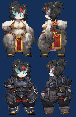 3_toes 4_fingers accessory ankle_ring anthro armor bikini black_hair black_nose blue_eyes bottomwear breasts chest_tuft clothing feet female fingerless_gloves fingers footwear fur gem gloves glowing glowing_eyes hair hair_accessory hair_ring hand_on_hip handwear highlights_(coloring) loincloth looking_at_viewer looking_back looking_back_at_viewer medium_breasts multicolored_body multicolored_fur pauldron ponytail rear_view short_hair short_stack simple_background socks solo swimwear tail thick_thighs tight_clothing toeless_footwear toeless_socks toes transparent_background tuft two-piece_swimsuit unknown_artist blizzard_entertainment warcraft bear mammal pandaren 2020 alpha_channel colored digital_drawing_(artwork) digital_media_(artwork) hi_res model_sheet
