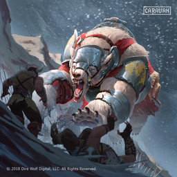 angry armor claws feral fur group headgear helmet lying mountain on_back open_mouth outside pauldron riding running snow snowing text white_body white_fur narendra_bintara_adi dire_wolf_digital eternal_(dire_wolf_digital) bear human mammal polar_bear ursine 1:1 english_text official_art
