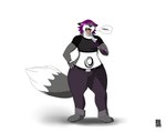 anthro bulge claws dialogue eyewear gender_transformation glasses gynomorph hair intersex male mtg_transformation mti_transformation slightly_chubby solo speech_bubble text transformation weight_gain wide_hips gillpanda anuv canid canine fox hybrid mammal 2013 english_text