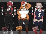 anthro big_breasts blue_eyes bottomwear breasts brown_body clothing female footwear green_eyes group huge_breasts jacket orange_body pants red_body red_eyes shirt shoes shorts topwear trio zak_hitsuji nintendo pokemon faye_(zak_hitsuji) miko_(zak_hitsuji) thea_(zak_hitsuji) canid canine dusk_lycanroc generation_7_pokemon lycanroc mammal midday_lycanroc midnight_lycanroc pokemon_(species) absurd_res hi_res model_sheet