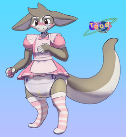 abdl big_diaper blush clothed clothing crossdressing diaper dress eyewear footwear fur glasses knee_highs knee_socks legwear maid_uniform male pink_clothing pink_dress pink_knee_socks pink_maid_outfit socks uniform wetness_indicator tropojet mythology dragon furred_dragon furred_scalie mythological_creature mythological_scalie scalie absurd_res hi_res
