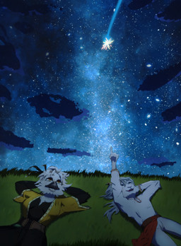 anthro cloud duo falling_star feathers female freckled_face freckles gesture grass grey_hair hair hand_gesture lying male male/female night on_back plant pointing skyskape star talking_to_another talking_to_partner wind lina_corvus shadycrafts orin_(shadycrafts) sol_(lina_corvus) avian bird bovid caprine corvid corvus_(genus) crow goat mammal oscine passerine absurd_res hi_res