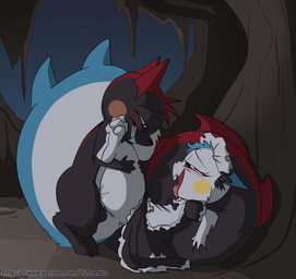 anthro apron balls big_tail black_body black_clothing black_dress black_fur black_nose blue_body blue_fur bodily_fluids buckteeth clothed clothed_sex clothing digitigrade dress duo eye_contact eyebrows female female_penetrated fur genital_fluids genitals grin half-closed_eyes head_tuft inside looking_at_another looking_at_partner looking_pleasured maid_headdress maid_uniform male male/female male_penetrating male_penetrating_female narrowed_eyes no_underwear nude open_mouth penetration penile penile_penetration penis_in_vagina rosy_cheeks sex size_difference smile spiked_tail spikes spikes_(anatomy) tail teeth tongue tongue_out tuft uniform vaginal vaginal_fluids vaginal_penetration vulva white_apron white_body white_clothing white_fur fuf nintendo pokemon tack_(petokikka) the_maid_(petokikka) generation_4_pokemon pachirisu pokemon_(species) 2019 hi_res