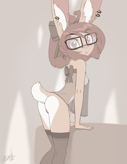 accessory ahoge anthro areola babydoll bent_over big_ears biped black_ear_piercing black_ear_ring black_eyebrows black_eyewear black_glasses black_piercing bottomless bottomless_anthro bottomless_female bow_(feature) bow_ribbon breasts brown_hair buckteeth butt butt_heart casual_exposure claws clothed clothed_anthro clothed_female clothing countershade_breasts countershade_butt countershade_fur countershade_legs countershade_tail countershade_thighs countershade_torso countershading darkened_genitalia darkened_vulva ear_piercing ear_ring eye_through_hair eyebrow_through_hair eyebrows eyelashes eyelashes_through_hair eyewear female female_anthro finger_claws fingers fur genitals glasses glistening glistening_eyes grey_accessory grey_background grey_bow grey_claws grey_clothing grey_eyes grey_legwear grey_lingerie grey_pupils grey_ribbon grey_stockings grey_topwear grey_vulva hair hair_accessory hair_bow hair_ribbon humanoid_genitalia humanoid_hands humanoid_vulva ineffective_clothing inner_ear_fluff legwear lingerie looking_at_viewer monotone_hair multicolored_body multicolored_fur multicolored_tail nightgown nipples open_mouth piercing pink_areola pink_inner_ear pink_nipples pose pupils rectangular_glasses ribbons ring_piercing scut_tail short_tail side_view simple_background slim slim_anthro slim_female small_breasts small_butt solo standing stockings straight_arms tail tan_body tan_ears tan_fur tan_tail tasteful teeth three-quarter_view topwear translucent translucent_clothing translucent_hair translucent_lingerie translucent_topwear tuft two_tone_body two_tone_fur two_tone_tail vulva wearing_glasses white_body white_breasts white_countershading white_fur white_inner_ear_fluff white_sclera white_tail white_tuft bonk maddy_(bonk) lagomorph leporid mammal rabbit 2016 absurd_res dated digital_drawing_(artwork) digital_media_(artwork) hi_res pinup portrait restricted_palette signature three-quarter_portrait