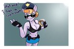 anthro bottomwear bra breasts clothing eyewear female glasses gloves green_eyes handwear police police_uniform simple_background skirt solo underwear uniform furrytan hasbro my_little_pony copper_top_(mlp) equid equine mammal 3:2