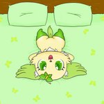 accessory anthro bed butterfly_(accessory) chibi clothing female footwear fur furniture green_body green_eyes green_fur hair_accessory hairclip happy legwear looking_at_viewer neck_tuft pillow semi-anthro socks solo stockings tail tuft yellow_body yellow_fur masterlinkx jewelpet sanrio sega sega_fave peridot_(jewelpet) arthropod canid canine canis domestic_dog insect lepidopteran mammal papillon toy_dog 1:1 absurd_res hi_res