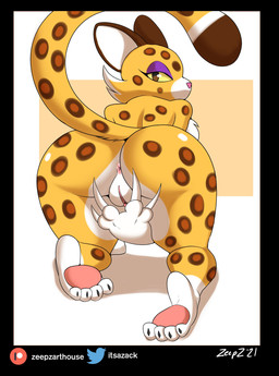 4_toes anthro anus big_butt butt claws countershading feet female fur genitals humanoid_feet long_claws looking_at_viewer looking_back looking_back_at_viewer markings nude plantigrade soles solo spots spotted_body spotted_fur toes vulva zoom conditional_dnp zp92 kirby_(series) kirby_and_the_forgotten_land nintendo clawroline felid leopard mammal pantherine absurd_res hi_res