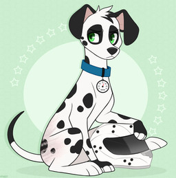 black_ears black_nose black_spots blue_collar collar feral fur gloves_(marking) male markings patch_(marking) pink_inner_ear racing_helmet spots spotted_body spotted_fur white_body white_fur higglytownhero canid canine canis dalmatian domestic_dog mammal