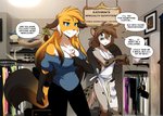 2020 adobe_photoshop_(artwork) annoyed anthro apron apron_only bare_shoulders big_breasts black_body black_fur blue_eyes breasts brown_body brown_fur brown_hair canid canine chest_tuft cleavage clothed clothing colored conditional_dnp crossgender detailed_background dialogue digital_media_(artwork) dipstick_tail duo english_text felid feline female fox fur gloves_(marking) grey_body grey_fur hair hi_res hybrid inside kathrin_vaughan keidran long_hair mammal markings mike_(twokinds) mostly_nude mtf_crossgender multicolored_body multicolored_fur multicolored_tail orange_body orange_fur red_fox short_hair sign speech_bubble spots spotted_body spotted_fur tail tail_markings text tom_fischbach true_fox tuft twokinds url white_body white_fur