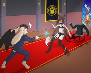 accident accidental_exposure anthro assisted_exposure assisted_undressing black_bra black_clothing black_panties black_underwear blush bow_panties bow_underwear bra brown_body brown_fur brown_hair carpet chain clothed clothing collar crotch_seam dipstick_tail duo ear_piercing embarrassed female footwear fur garter_belt garter_straps hair inside jewelry key knee_highs legwear looking_at_another looking_down magic magic_wand male markings navel on_one_leg open_mouth panties paws piercing raised_leg shocked socks stained_glass_window standing surprised sweater sweater_removed tail tail_markings tan_body tan_fur topwear topwear_removed torn_clothing torn_footwear torn_socks underwear undressing undressing_another undressing_spell wings yellow_eyes ponponthedreambunny fika_(waffuccino) wattabunny animal_humanoid canid canid_humanoid canine canine_humanoid dog_humanoid humanoid lagomorph leporid mammal mammal_humanoid rabbit 2025 5:4 digital_drawing_(artwork) digital_media_(artwork) hi_res