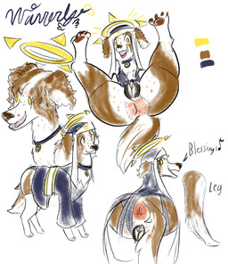 animal_genitalia animal_vulva anus big_butt butt canine_genitalia canine_vulva clothed clothed_feral clothing feet female feral freckled_butt freckled_face freckles garter_straps genitals halo hindpaw jewelry legwear looking_at_viewer necklace nun nun_habit nun_outfit panties paws presenting presenting_anus presenting_vulva religious_clothing simple_background solo stockings underwear vulva white_background yellow_eyes dogabbey waverly_(dogabbey) angel canid canine canis domestic_dog mammal sketch_page