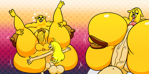 anthro balls big_balls big_breasts big_butt big_nipples big_penis bodily_fluids breast_play breasts butt crouching cum cum_fart cum_in_ass cum_inside duo exclamation_point genital_fluids genitals gynomorph happy heart_symbol holding_legs_up huge_balls huge_breasts huge_butt huge_nipples huge_penis hyper hyper_breasts hyper_butt hyper_genitalia hyper_penis intersex intersex/male licking looking_at_another male male/male motion_lines nipples oral penile penis penis_lick sex titfuck tongue illis adventure_time cartoon_network live_tucker_reaction finn_the_human jake_the_dog absurd_res hi_res