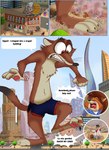 2024 4_fingers anthro bottomwear brown_body brown_fur building canid canine cheek_tuft city city_background city_crushing city_destruction cityscape clothed clothing comic cracked_ground cracks detailed_background dialogue disney duke_weaselton duo english_text facial_tuft fairytalesartist fingers fox fur gideon_grey hi_res lagomorph least_weasel leporid macro macro_anthro macro_male male mammal multicolored_body multicolored_fur mustelid musteline outside pivoted_ears plant red_eyes red_fox rubble shorts size_difference speech_bubble surprise surprised_expression teeth text tree true_fox true_musteline tuft uniform weasel wounded yelling zootopia