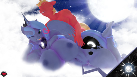 anthro big_breasts blonde_hair blue_body blue_eyes blue_hair bodily_fluids breasts cloud crown cum duo feet female full_moon genital_fluids hair headgear heart_symbol horn huge_breasts humanoid_feet impregnation jewelry looking_at_viewer male male/female moon necklace one_eye_closed ovum plantigrade red_body sex sperm_cell star tiara vaginal_fluids wings wink winking_at_viewer naughty_cube friendship_is_magic hasbro my_little_pony mythology big_macintosh_(mlp) princess_luna_(mlp) earth_pony equid equine horse mammal mythological_creature mythological_equine pony winged_unicorn 16:9 3d_(artwork) 4k absurd_res digital_media_(artwork) hi_res widescreen
