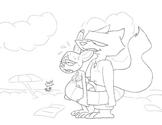 anthro asphyxiation beach bikini bite black_eyebrows bodily_fluids bottom_heavy bottomwear breasts bulge clothed clothing cloud drowning duo ear_bite erection eyebrows female fur grinding hair lifeguard lifeguard_swimsuit male male/female pants sea smile sweat swimwear tail topwear two-piece_swimsuit water whistle_(object) white_body rumcoat disney zootopia judy_hopps nick_wilde canid canine fox lagomorph leporid mammal rabbit red_fox true_fox digital_media_(artwork) monochrome