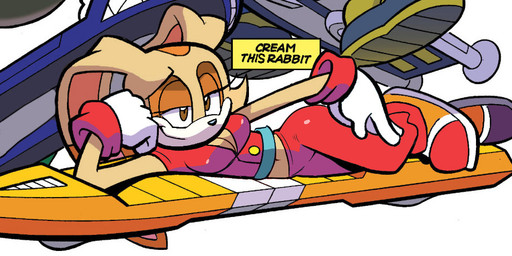 bedroom_eyes big_breasts bottomwear breasts clothed clothing eyelashes female footwear fur gloves handwear lying multicolored_body multicolored_fur narrowed_eyes pants seductive shirt shoes text topwear two_tone_body two_tone_fur anonymous_artist third-party_edit archie_comics sega sonic_the_hedgehog_(archie) sonic_the_hedgehog_(comics) sonic_the_hedgehog_(series) carrotia_the_rabbit_(archie_sonic) cream_the_rabbit lagomorph leporid mammal rabbit english_text official_art