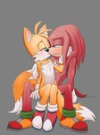 anthro anthro_on_anthro clothing duo eyes_closed femboy footwear kissing male male/male shoes sitting sitting_between_legs jenkristo sega sonic_the_hedgehog_(series) knuckles_the_echidna miles_prower canid canine echidna fox mammal monotreme hi_res