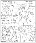 2018 absurd_res alien alternate_species bandanna bottomwear breasts clothing comic crossover dialogue digital_media_(artwork) english_text female fight generation_1_pokemon gooey_(kirby) hair half-closed_eyes hi_res hoodie humanoid humanoidized jigglypuff kerchief kirby kirby_(series) kirby_boy_(minus8) long_hair long_tail male mammal minus8 monochrome narrowed_eyes navel nintendo pokemon pokemon_(species) shirt short_hair super_smash_bros. t-shirt tail text topwear