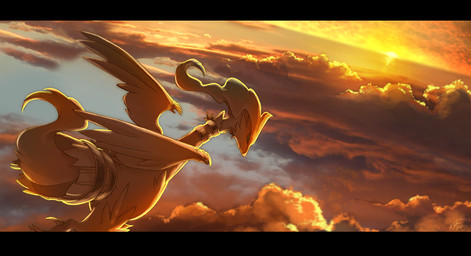 ambiguous_gender biped black_bars cheek_tuft claws cloud detailed_background digitigrade facial_tuft feathered_wings feathers feral fluffy fluffy_tail flying frown fur head_tuft leg_tuft light looking_down neck_ring nude rear_view shadow sky skyscape snout solo sun sunlight sunset tail toe_claws tuft white_body white_claws white_feathers white_fur white_tail winged_arms wings tuooneo european_mythology mythology nintendo pokemon dragon feathered_dragon feathered_scalie furred_dragon furred_scalie generation_5_pokemon legendary_pokemon mythological_creature mythological_scalie pokemon_(species) reshiram scalie western_dragon wyvern 2010 detailed digital_media_(artwork) digital_painting_(artwork) lighting painting_(artwork) warm_colors