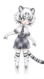 :< absolute_territory animal_print argyle_(pattern) armwear big_breasts biped black_stripes black_tail blinking bottomwear bouncing_breasts breasts clothing dress_shirt ear_twitch elbow_gloves eyelashes female front_view frown gloves grey_clothing grey_eyes grey_hair grey_stripes hair handwear human_and_animal_ears humanoid_hands inner_ear_fluff japanese legwear leucistic light_body light_skin looking_away markings multi_ear multicolored_hair necktie open_frown open_mouth pleated_skirt pupils shirt short_hair simple_background skirt slit_pupils solo standing striped_hair striped_markings striped_tail stripes tail tail_markings tail_motion tailwag tan_body tan_skin thigh_highs tiger_print topwear tuft twitching two_tone_hair two_tone_tail white_background white_clothing white_hair white_tail zettaizetumei kemono_friends white_tiger_(kemono_friends) animal_humanoid felid felid_humanoid humanoid mammal mammal_humanoid pantherine pantherine_humanoid tiger_humanoid 2018 2d_animation animated digital_drawing_(artwork) digital_media_(artwork) full-length_portrait light_theme loop no_sound portrait short_playtime webm