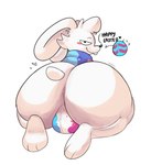 balls big_butt blush bodypaint buckteeth butt clothing easter_balls easter_egg genitals holidays hoodie kneeling looking_back male painted_balls solo speech_bubble teeth text topwear rustycat easter soups_(rabbit_form)_(superiorfox) soups_(superiorfox) lagomorph leporid mammal rabbit hi_res