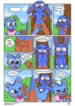 2022 animal_crossing anthro anthro_on_anthro blue_body blue_fur blush bodily_fluids circumcised clothed clothed/nude clothing comic dialogue digital_media_(artwork) doc_(animal_crossing) duo embarrassed english_text erection exhibitionism exposed eyewear fellatio filbert_(animal_crossing) fur genital_fluids genitals glasses hair hand_on_penis hi_res humanoid_genitalia humanoid_penis lagomorph leporid male male/male male_penetrated male_penetrating male_penetrating_male mammal nintendo nude nutty_bo oral penetration penile penis penis_grab penis_on_face precum rabbit rodent sciurid sex shy speech_bubble text tree_squirrel