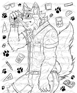 anthro arm_tuft cheek_tuft ear_piercing ear_ring elbow_tuft eyewear facial_tuft fangs glasses glistening glistening_eyes gloves_(marking) industrial_piercing male markings mouth_closed piercing rectangular_glasses ring_piercing solo standing teeth tongue tongue_out tuft crazydrak canid canine fox mammal absurd_res hi_res monochrome portrait sketch three-quarter_portrait
