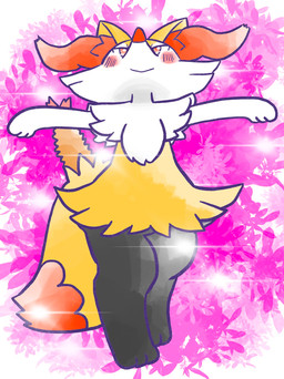 ambiguous_anthro ambiguous_gender anthro arms_out biped blush blush_stickers closed_smile digitigrade dipstick_tail food front_view low-angle_view markings mouth_closed no_pupils object_in_tail shrimp_(food) simple_background smile snout solo standing tail tail_markings annyui0611 nintendo pokemon braixen canid generation_6_pokemon mammal pokemon_(species) 2024 digital_drawing_(artwork) digital_media_(artwork) full-length_portrait hi_res japanese_description portrait translated_description