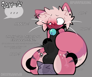 >w< abdominal_bulge anal anal_penetration anthro anthro_penetrated asking_for_help bell bell_collar black_bodysuit black_clothing black_skinsuit blush blushing_profusely bodily_fluids bodysuit bulge caught_in_the_act clothed clothed_anthro clothed_male clothing collar duo ellipsis embarrassed femboy fur grey_background heart_symbol hearts_around_text kneeling male male/male male_penetrated markings moan nya offscreen_character penetration piercing pink_body pink_fur plap plushie restrained restrained_by_tentacles roommate sex simple_background skimpy skinsuit spots spotted_body spotted_fur striped_body striped_fur stripes sweat sweatdrop tan_body tan_fur tentacle_in_ass tentacle_penetration tentacles tentacles_around_arms tentacles_on_male text thinking tight_clothing walk-in whiskers white_heart white_text white_whiskers purrmaxxing glue_(purrmaxxing) domestic_cat felid feline felis mammal 2025 artist_name english_text hi_res