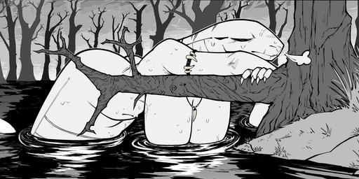 4_fingers anthro apode arm_support armlet belly big_breasts big_butt breasts breath butt claws detailed_background empty_eyes female finger_claws fingers grass grey_outline half-closed_eyes hanging_breasts huge_breasts humanoid_hands jewelry legless mouth_closed narrowed_eyes navel necklace non-mammal_breasts non-mammal_navel nude nude_anthro nude_female outline outside panting partially_submerged plant serpentine slightly_chubby slightly_chubby_anthro slightly_chubby_female solo three-quarter_view tree tusks water water_ripple wet wet_body applepee draconcopode naga reptile scalie snake 2025 absurd_res black_and_white digital_drawing_(artwork) digital_media_(artwork) hi_res monochrome