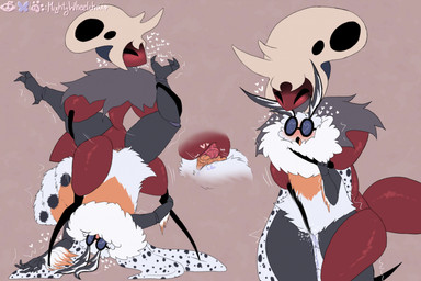 antennae_(anatomy) anthro arthropod_abdomen biped black_body black_exoskeleton blush bodily_fluids clitoris close-up duo exoskeleton female female/female fur genital_fluids genitals heart_symbol hug hugging_another hugging_from_behind leg_grab neck_tuft open_mouth orange_body orange_fur red_body red_exoskeleton sex simple_background skull_helmet standing standing_sex standing_tribadism tribadism tuft upside_down vaginal vaginal_fluids white_body white_fur mightywheelchair hollow_knight:_silksong hollow_knight_(franchise) team_cherry ermine_(mightywheelchair) ant arthropod hymenopteran insect lepidopteran moth skarr skarr_stalker hi_res