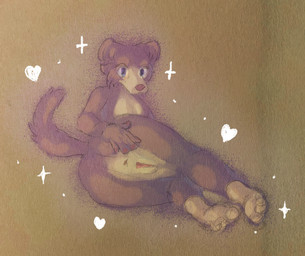 anthro anus breasts brown_body brown_fur butt feet female fingers fur genitals hair looking_at_viewer lying nude on_side simple_background solo tail toes vulva ethangalaxy seiunichi beastars juno_(beastars) canid canine canis mammal wolf digital_media_(artwork) hi_res