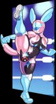 anthro bulge clothing fighting_ring gynomorph intersex latex latex_clothing latex_skinsuit null_bulge null_face rubber_clothing skinsuit solo tight_clothing wrestler dcheese nintendo pokemon eeveelution generation_6_pokemon libredrone living_latex pokemon_(species) sylveon 2023 absurd_res alpha_channel digital_media_(artwork) hi_res