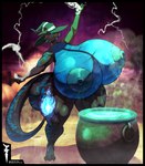 anthro big_breasts black_body blue_body blue_skin breasts female holidays huge_breasts hyper hyper_breasts magic_user nipples nude solo tail thick_thighs witch dnp101 halloween mythology nightshade_(dragonofdarkness1992) dragon mythological_creature mythological_scalie scalie hi_res