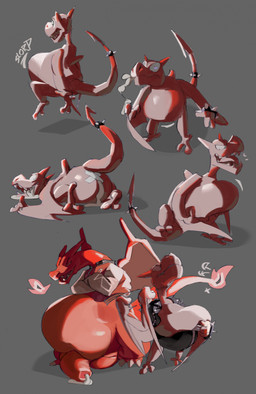 anthro belly big_belly big_penis bodily_fluids butt cum cum_inflation cum_inside duo genital_fluids genitals grey_background inflation male orange_body penis simple_background 80sarchosaur nintendo pokemon aerodactyl charizard fossil_pokemon generation_1_pokemon pokemon_(species) 2023 hi_res