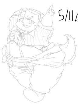 anthro clothing gesture hand_gesture hat headgear headwear male overalls overweight overweight_male pointing pointing_up scarf smile solo straw_hat young young_anthro young_male kemoduelist cyberconnect2 fuga:_melodies_of_steel little_tail_bronx boron_brioche domestic_cat felid feline felineko felis mammal 3:4 black_and_white hi_res line_art monochrome