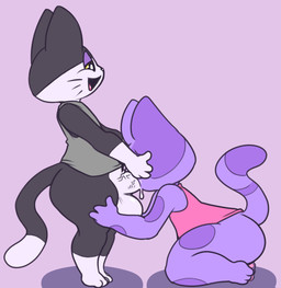 anthro anthro_on_anthro balls barefoot big_butt big_ears black_body black_fur bodily_fluids bottomless bottomless_male butt clothed clothing cum cum_in_mouth cum_inside cum_on_face cum_on_penis cum_string dipstick_tail duo erection feet fellatio fur genital_fluids genitals half-closed_eyes hand_on_head humanoid_genitalia humanoid_penis kneeling leg_markings looking_down looking_pleasured male male/male markings narrowed_eyes on_ground open_mouth open_smile oral orgasm pawpads penile penis penis_in_mouth pink_pawpads purple_body purple_fur sex shirt shirt_only shortstack shortstack_male side_view simple_background sitting smile socks_(marking) spots spotted_body spotted_fur standing tail tail_markings tank_top thick_thighs tongue topwear topwear_only vein veiny_penis whiskers white_body white_fur yellow_sclera frumples animal_crossing nintendo bob_(animal_crossing) punchy_(animal_crossing) domestic_cat felid feline felis mammal 2018 digital_drawing_(artwork) digital_media_(artwork) hi_res