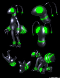 ambiguous_gender antennae_(anatomy) anthro arthropod_abdomen bioluminescence drone feet glowing latex membrane_(anatomy) null paws solo toes webbed_feet webbed_hands nx-42 absurd_res hi_res