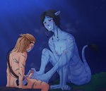 5_fingers 5_toes accessory areola arm_markings barefoot beads bent_legs black_eyebrows black_hair blue_body blue_markings blue_skin blue_stripes blush blush_lines bodily_fluids breasts darkened_genitalia darkened_nipples darkened_pussy duo eyebrows facial_markings feet female female_humanoid female_on_human fingernails fingers foot_fetish foot_play footjob from_front_position genital_fluids genitals glans hair hair_accessory hair_beads head_markings human_on_humanoid humanoid_feet interspecies iris larger_female leg_grab leg_markings light_body light_skin male male_human male_on_humanoid markings mask medium_hair nails navel neck_markings nipples not_furry nude nude_female nude_human nude_humanoid nude_male penile penis pink_glans pink_inner_ear pink_nose plantigrade pointy_ears pupils pussy sex shoulder_markings size_difference slim slim_female slim_humanoid small_breasts striped_arms striped_body striped_face striped_legs striped_markings striped_neck striped_shoulders striped_skin stripes tail teeth text toenails toes vaginal_fluids white_sclera yellow_eyes stradivarius james_cameron's_avatar kiri_(avatar) spider_(avatar) alien alien_humanoid human humanoid mammal na'vi 2025 shaded