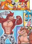 4_fingers abs activision anthro arody bandicoot biceps big_eyes big_muscles black_eyebrows black_nose blue_body blue_fur bottomwear brown_body brown_eyebrows brown_fur canid canine canis claws clothed clothing colored crash_bandicoot crash_bandicoot_(series) crunch_bandicoot dasyuromorph dingo dingodile eyebrows fingers flexing front_view fur gesture gloves green_eyes grey_clothing group hair hand_gesture handwear hi_res huge_muscles kangaroo larger_male light macropod male mammal manly marsupial multicolored_body multicolored_fur muscular muscular_male no_pupils open_mouth open_smile orange_body orange_eyes orange_fur pants pecs pink_tongue pose pupils red_body red_fur red_hair ripper_roo shaded shoulder_pads size_difference slim smaller_male smile snout spikes spiral_eyes standing tan_body tan_fur thumbs_up thylacine tiny_tiger tongue toony topless traditional_media_(artwork) two_tone_body two_tone_fur unusual_pupils white_claws white_clothing yellow_body yellow_eyes yellow_fur yellow_sclera