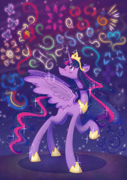 blush constellation crown cutie_mark female feral headgear horn regalia smile solo sparkles wings sparklingdreamz friendship_is_magic hasbro my_little_pony mythology queen_twilight_(mlp) twilight_sparkle_(mlp) equid equine mammal mythological_creature mythological_equine winged_unicorn hi_res