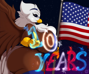 5_fingers american_flag anthro beak breasts clothing eyebrows eyelashes female fingers night outside solo text united_states_of_america wings conditional_dnp suirano liberty_(suirano) accipitrid accipitriform avian bird eagle 2026 6:5 digital_media_(artwork) english_text hi_res